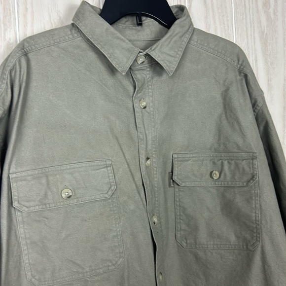 Woolrich Outdoor Men's Grey Green Long Sleeve Stretch Cotton Button Down, 2XL - Picture 3 of 6